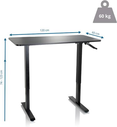 Стіл з регульованою висотою 120x60 см Stand CR Black Комп&39ютерний стіл з ручним регулюванням висоти, 802115