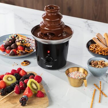 Шоколадний фонтан Princess - 3 рівня, функція збереження тепла, функція потоку, 0.4 л, 32 Вт, 01.292994.01.001, Чорний 0.4 літра