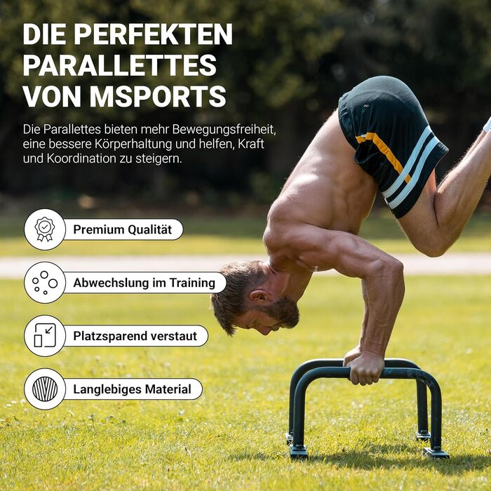 Фітнес-паралети MSPORTS стабільні міні-бруси/міні-бруси для калістеніки, вправ з власною вагою та тренувань усього тіла ідеально підходять для віджимань, віджимань, L-подібних положень, кріплення пресу та мобільності. Чорний колір