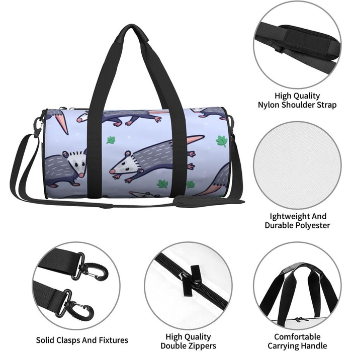 Спортивна сумка, дорожня сумка, сумка для подорожей, з принтом Опосум, сумка на нічліг, чорна, універсальний розмір