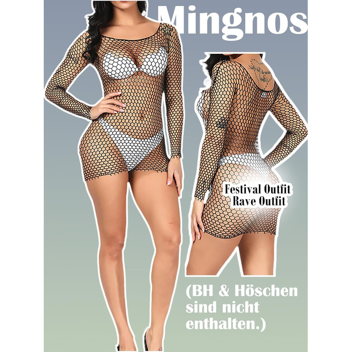 Жіночий сітчастий топ Mingnos, прозорий, довгі рукави, універсальний розмір