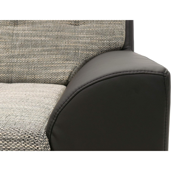 Колекція кутовий диван Treviso, L-подібний диван зі штучної шкіри та тканої тканини, кутовий диван, диван, м&39який кутовий модуль, 267 x 178 x 83 см (Ш x Г x В), сірий/чорний, шезлонг з лівим бортом, чорно-сірий