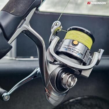 Котушка для спінінгу Robinson з 8 кульковими підшипниками - антиреверс - графітовий корпус - алюмінієва шпуля - передавальне число 5.21 - гальмівний вал 8 кг - котушка для спінінгу - Platinum 3000
