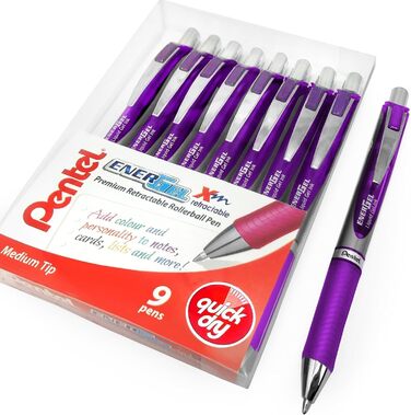 Гелева ручка Pentel EnerGel BL80, висувна, 1,0 мм, 54 перероблена, 9 шт. , фіолетове чорнило