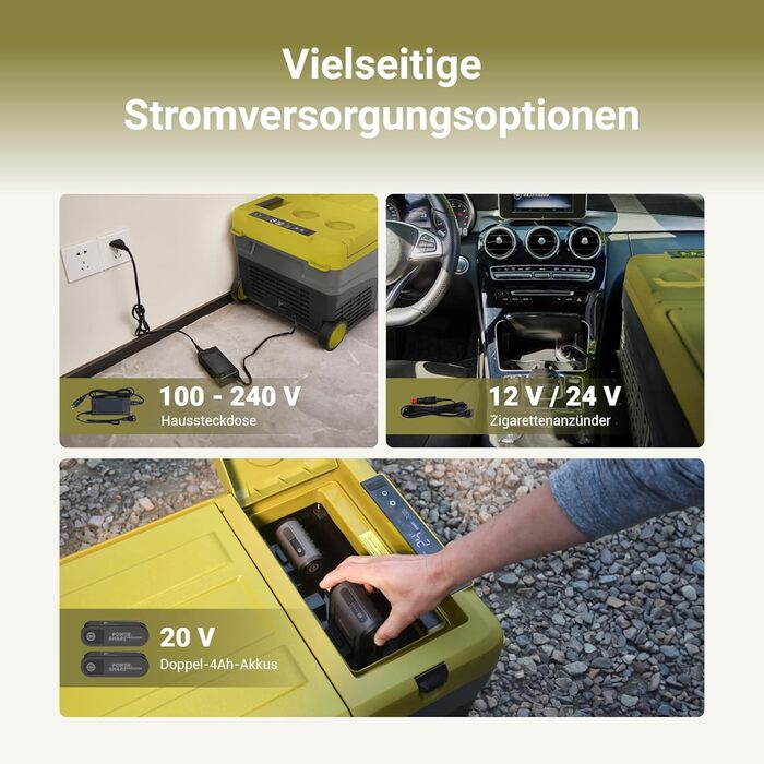 Зовнішній міні-холодильник EX100, що працює від батареї, охолоджує від -20C до 20C, 12/24V DC і 100240V AC, ідеально підходить для