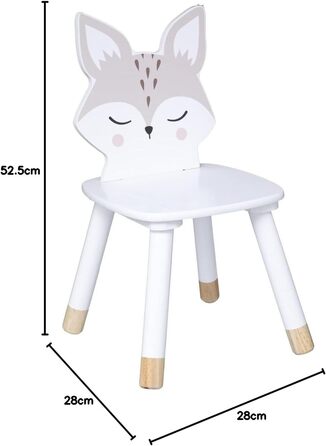 Дитячий стілець лисиця - білий - дерево - Різнокольоровий см Різнокольоровий