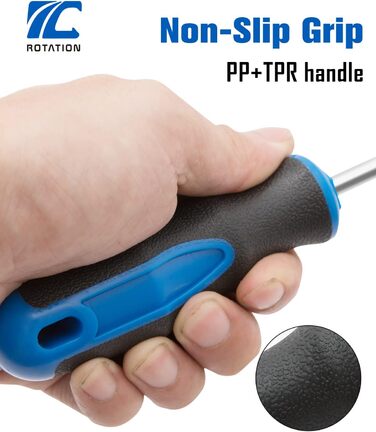 Набір викруток ROTATION 6 предметів з магнітними наконечниками 3 хрестові та 3 плоскі викрутки, професійна ручка-подушка 6-частинний набір ручного інструменту, синій