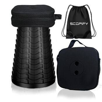 Портативний телескопічний стілець з подушкою та сумкою для перенесення складаний стілець, регульована висота 645 см, стійкий до 200 кг, квадратний телескопічний стілець для кемпінгу, саду, риболовлі та подорожей