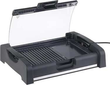 Електричний гриль Rosenstein & Shne Настільний гриль зі скляною кришкою, пластина для гриля з керамічним покриттям, 1 650 Вт (елек