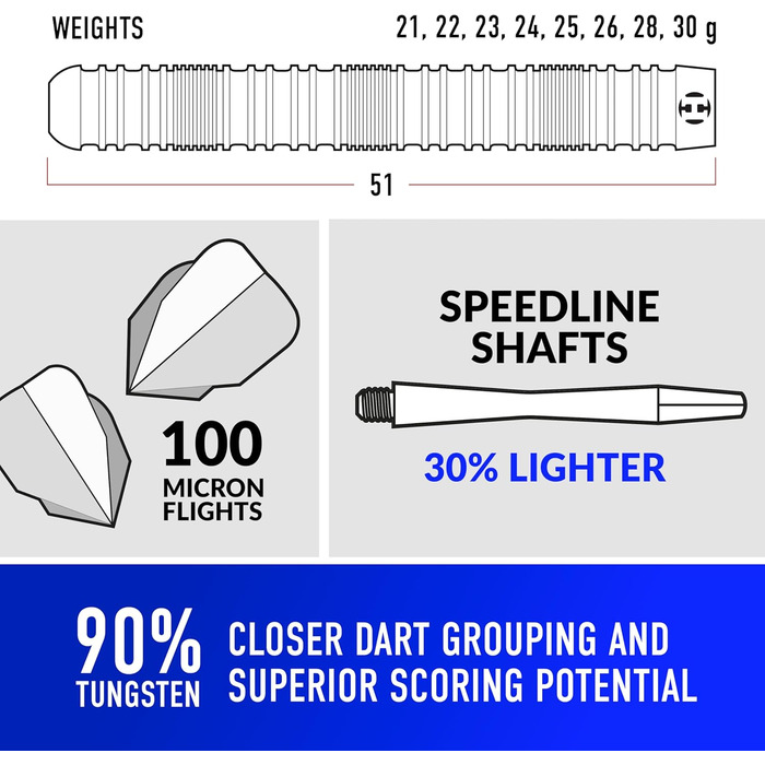 Набір дротиків Harrows Caliber з 90 вольфрамової сталі Вага від 21 г до 30 г, доступні всі ваги Великий комплект із 16 предметів із запасними стрілами, головними льотками та дорожнім футляром 24 грами