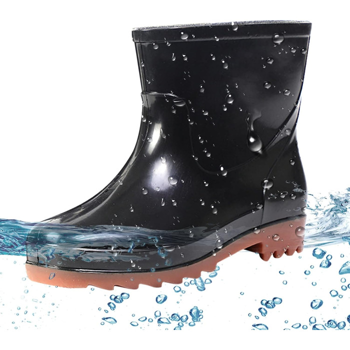 Чоловічі чорні водонепроникні гумові чоботи для саду, чоловіче дощове взуття, гумові черевики, чоловіче взуття 13 (коричневий, 40)