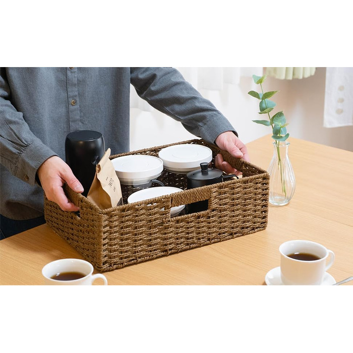 Складані кошики для одягу, Складані кошики з паперової мотузки з натуральних інгредієнтів для організації, Міцні кошики з ручками, Організатори для шаф та полиць, Складані кошики для одягу (чорний, M) Чорний M