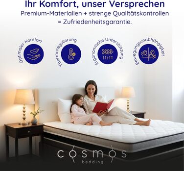 Матрац Felis з холодної піни 180x200 см, рівень жорсткості H4 - сертифікований Oeko-Tex - зимова/літня сторона HR піна, 7 зон, висота 30 см - вироблено в ЄС, 180 x 200 см