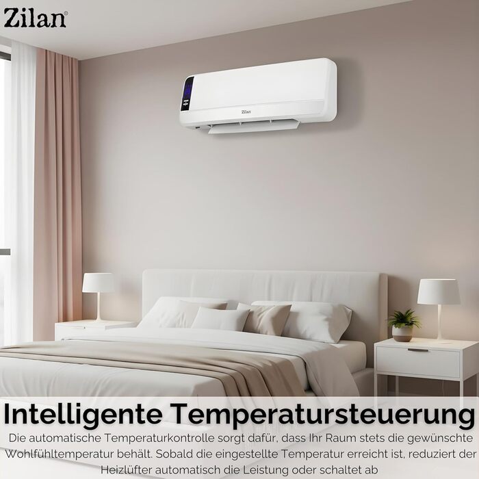 Настінний керамічний вентилятор-обігрівач, електричний вентилятор-обігрівач для ванної кімнати, енергозберігаючий, з дистанційним керуванням, міні-обігрівач, настінний обігрівач, керамічний нагрівальний елемент, швидкий нагрів, 12-годинний таймер, 2000 Вт