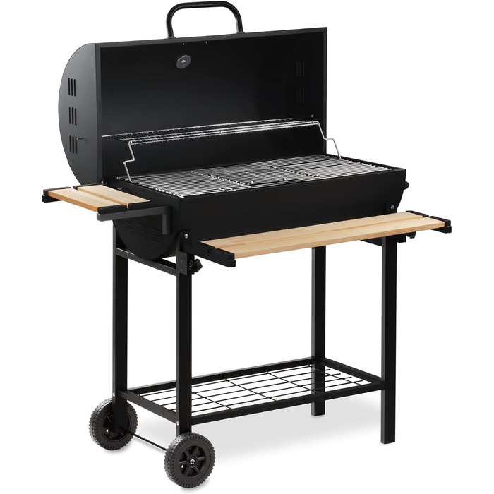 Візок для вугілля BBQ-Toro з кришкою Ø 80 x (L) 42 см Візок для вугілля преміум-класу мобільний, вкл. термометр, підставка для під