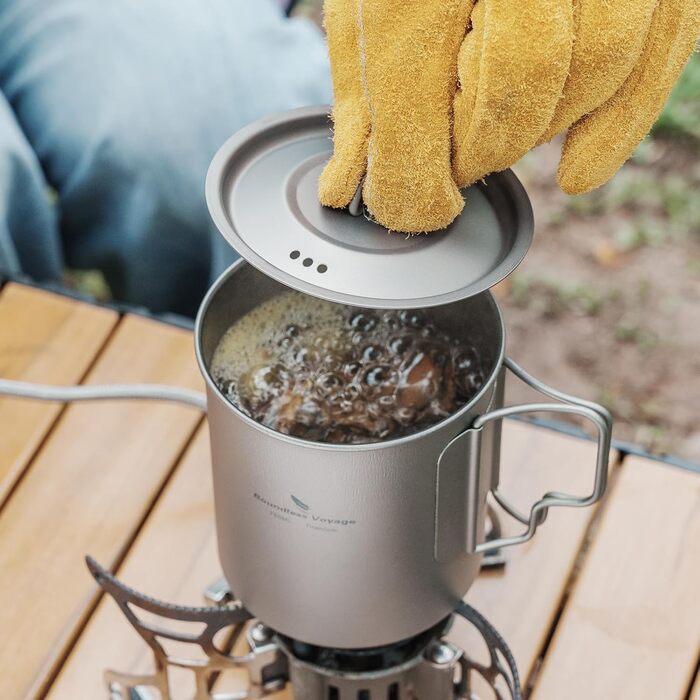 Одностінна титанова кружка Boundless Voyage з кришкою, складна ручка, для активного відпочинку на природі, кемпінгу, надлегка, для води, чаю, кави, 750 мл, 750 мл, 1 упаковка