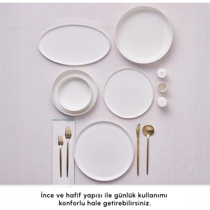 Набір посуду Karaca Earth Collection Matte Glaze, 55 предметів, на 12 персон, керамічний, можна мити в посудомийній машині та використовувати в мікрохвильовій печі, набір посуду для щоденного використання/набір тарілок, білий Earth Collection Matte White