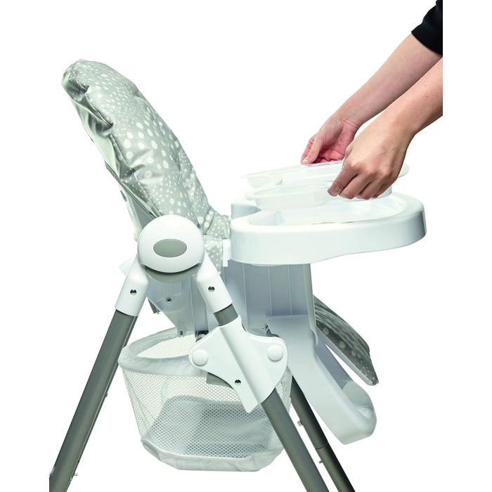 Стільчик для годування Mamas & Papas Snax, регульований, складний зі знімною обідньою дошкою, сірий в крапку