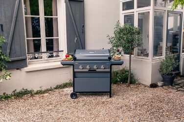 Газовий гриль Campingaz 4 Series Select L Grillset з додатковою решіткою, чохлом та набором аксесуарів, 4 сталеві пальники, термометр на кришці, система InstaClean, потужність 12 кВт