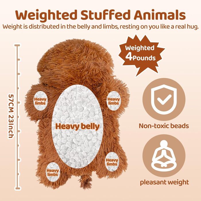 М'яка іграшка Mewaii Weighted Plush Highland Cow, 58 см, 1.8 кг