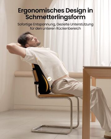 Ергономічна подушка для спини ProtoArc з піни з ефектом пам&39яті, поперекова опорна подушка для офісних крісел, автомобільних сидінь та стільців для столу, дихаюча поперекова опора з регульованими подвійними ремінцями, чорна