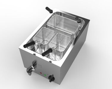 Професійна електрична паста-плита METRO, нержавіюча сталь, 25 л, 3200 Вт, 3 кошики, срібло