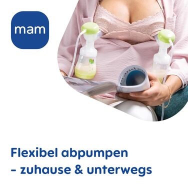 Подвійний молоковідсмоктувач MAM 2в1, гнучке використання як ручний молоковідсмоктувач або електричний молоковідсмоктувач, а також