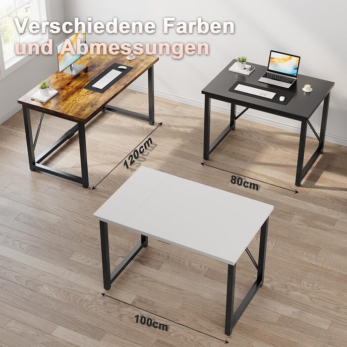 Письмовий стіл 100 x 50 x 75 см, Комп&39ютерний стіл з регульованими ніжками, гачками, вантажопідйомність 60 кг та водонепроникна стільниця, для домашнього офісу та навчання, вінтажний коричневий 100 x 50 см коричневий