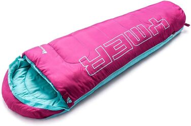 Дитячий спальний мішок meteor Ymer Ultralight Температурний діапазон від -5C до 11C Зручний спальний мішок для дітей 15550 см з мякою внутрішньою підкладкою Матусин спальний мішок для ночівлі в дитячому садку кольору фуксії / мяти
