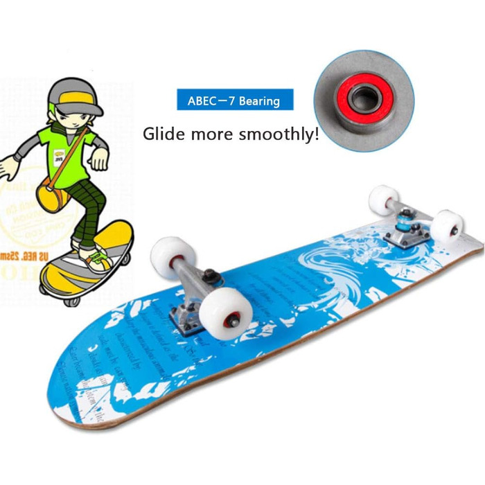 Скейтборд для початківців, подарунок на день народження для підлітків та дорослих, чорний