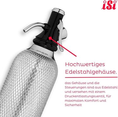 Л, виробник газованої води для газованої води, виробник газованої води з PEN-пляшкою з сітки з нержавіючої сталі, вуглекислий газ для води, виробник газованої води, аксесуари для бару у вінтажному стилі 106001 нержавіючої сталі iSi Sodamaker Classic, 1060