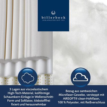 Підтримуюча подушка для шиї Billerbeck Novum - Подушка для шиї приблизно 40 x 80 см - Подушка з індивідуальним регулюванням висоти та 3-шаровою конструкцією