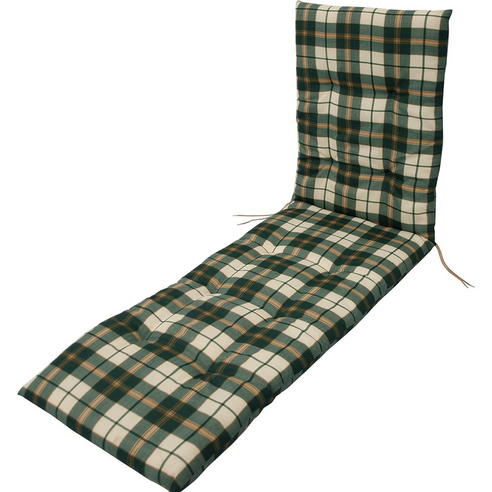 Подушка для шезлонгу Boston для шезлонгу Garden Lounger 58 x 190 см, зелена/бежева в клітинку