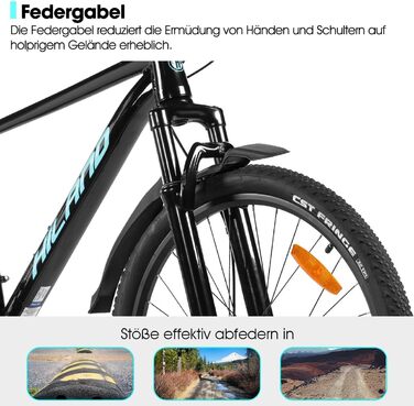 Гірський велосипед HILAND 26/27,5 дюймів для жінок, чоловіків та дорослих, 21-швидкісний гірський велосипед з алюмінієвою рамою, подвійні дискові гальма, гірський велосипед для чоловіків та жінок, чорний/зелений/синій/фіолетовий чорний 27,5 дюймів