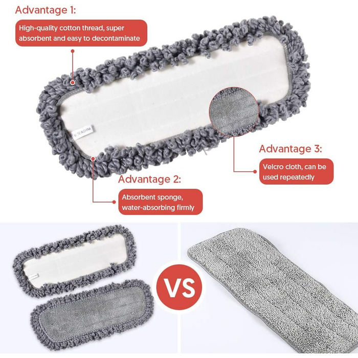 Швабра з функцією розпилення, швабра для підлоги Domi-patrol з функцією розпилення з 3 чохлами з мікрофібри, що миються, швабра-ро