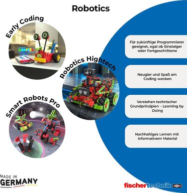 Набір fischertechnik 559889 ROBOTICS Early Coding конструктор для дітей від 5 років, набір для створення 3 моделей роботів, програмування, двигуни та сенсори