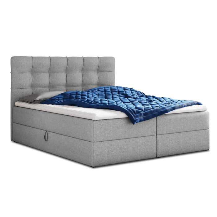 Ліжко Sofnet Best Box Spring з 2 ящиками для зберігання, двоспальне ліжко з матрацом Bonnell та наматрасником, м&39яке ліжко, каркас ліжка, стильне, спальня (сірий (Inari 91), 180 x 200 см) сірий (Inari 91) 180 x 200 см