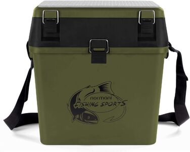 Скринька для рибальських снастей, рибальська сумка, м&39яка скринька для сидіння з функцією сидіння, скринька для снастей з функцією рюкзака та прикріпленими кишенями - включаючи 4 скриньки для рибальських аксесуарів, колір темно-зелений