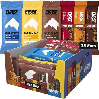 Енергетичні та горіхові батончики EVRST Mix Box 15 шт. Енергетичні батончики Горіхові батончики Веганський Магній З високим вмістом клітковини