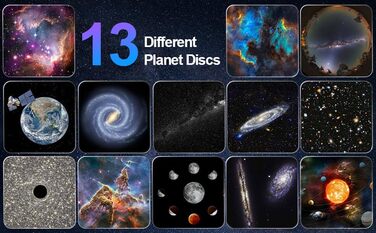 Проектор зоряного неба для планетарію Mexllex, 13 дисків планет, лампа-проектор галактики із зоряним небом для спальні, світлодіодний проектор зоряного неба для дітей