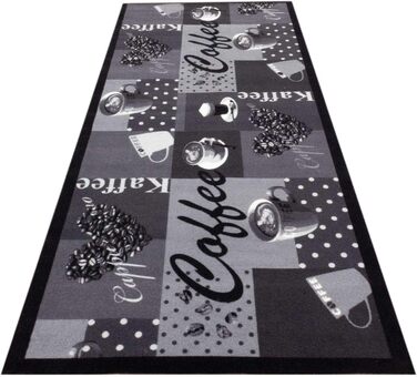 Кухонна доріжка, кухонний килимок, килимова доріжка, кавовий дизайн можна прати, розмір приблизно 60 x 180 см, дизайни кава чорно-біла кава чорно-білий приблизно 60 x 180 см