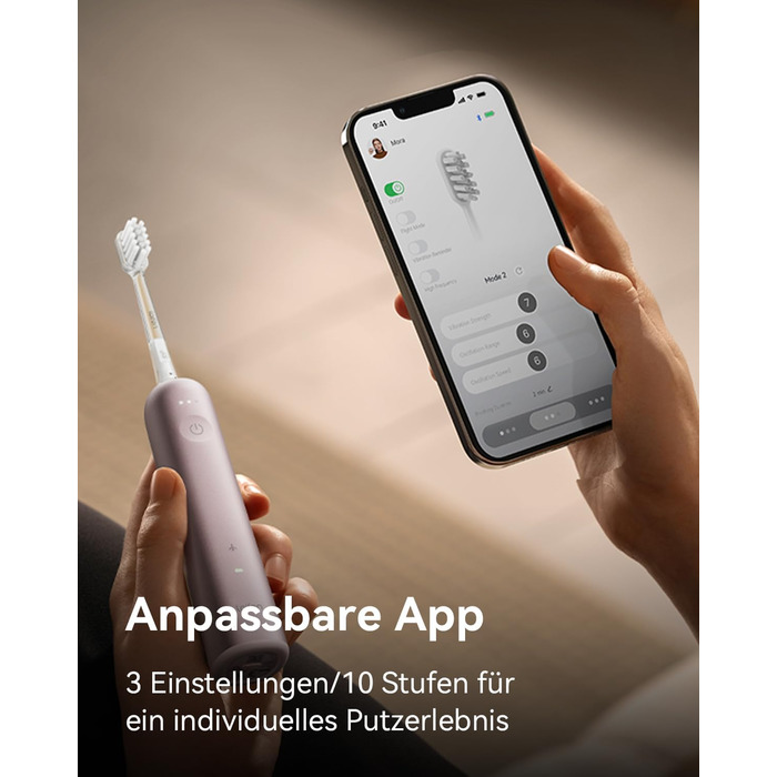Електрична звукова зубна щітка з осциляціями та вібрацією для дорослих. Комплект з 3 насадками, водонепроникність IPX7, магнітна зарядка та зручність у подорожах (Алюмінієво-рожевий)