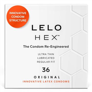 Оригінальні ультратонкі презервативи LELO HEX з більшою міцністю, презервативи для чоловіків, діаметр 54 мм (36 упаковок) 36 шт. (1 упаковка)