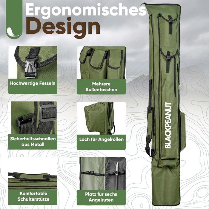 Подовжені рибальські сумки, велика місткість, міцні та безпечні, легкі для транспортування, рибальська сумка довжиною 1,75 м