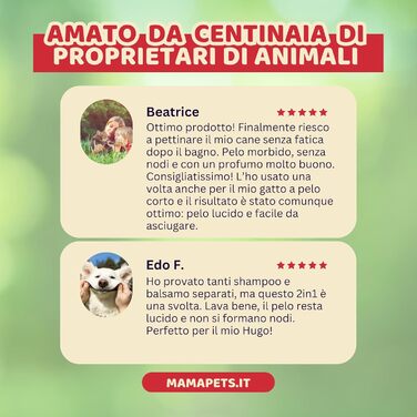 Шампунь-кондиціонер 2-в-1 Mama Pets для довгошерстих собак і котів, очищує та розплутує шерсть, 250 мл
