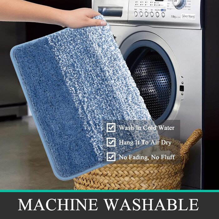 Комплект килимків для ванної з 3 предметів, м&39який килимок для душу з високим ворсом, килимок для ванної, килимок для туалету, можна прати в пральній машині, нековзний комплект килимків для туалету, килимок для ванної, килимок для ванної кімнати, синій,