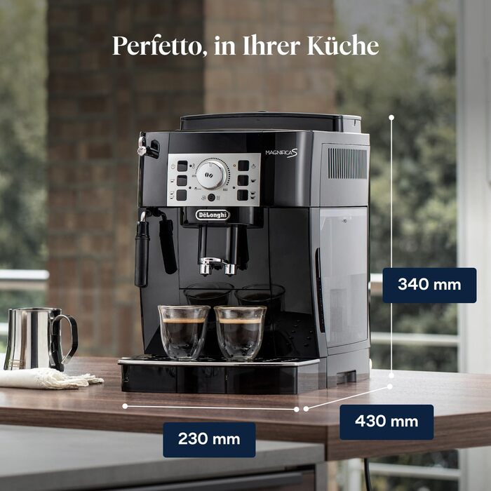 Кавомашина De'Longhi Magnifica S автоматична, 2 напої, 3 функції, чорний/сріблястий