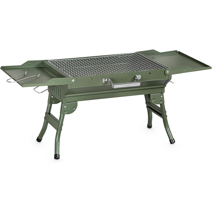 Портативний кемпінговий гриль, складний вугільний гриль, настільний вугільний гриль для подорожей 45x31 см, настільний кемпінговий гриль для приготування їжі на свіжому повітрі, кемпінгу та пікніків (армійський зелений)
