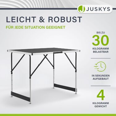Багатофункціональний стіл Juskys, комплект із 3 предметів - Складаний, регульована висота - Алюмінієвий розкладний стіл 100x60 см - Блошиний ринок, стіл для обклеювання шпалерами, кемпінговий стіл - Чорний стіл