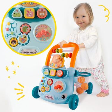 Дитячі ходунки MalPlay, іграшкові ходунки, багатофункціональна іграшка для малюків, іграшкові ходунки для дітей, музичні ходунки для активності